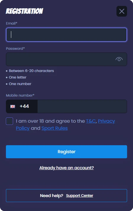 Casimpo registration step 1