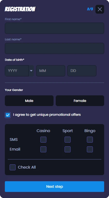 Casimpo registration step 2
